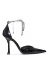 Jimmy Choo Stevie 100 Crystal-embellished Pumps In Patent Leather In Black