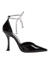Jimmy Choo Stevie 100 Patent Leather Sandal With Crystal Anklet In Black
