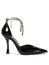 Jimmy Choo Stevie 100 Crystal-embellished Pumps In Patent Leather In Black