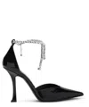 Jimmy Choo Stevie 100 Crystal-embellished Pumps In Patent Leather In Black
