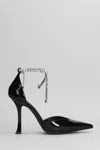 Jimmy Choo 'stevie' Black Pumps With Crystal Embellished Strap And High Sculpted Heel In Black