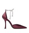 Jimmy Choo Stevie 100 Embellished Satin Pumps In Burgundy