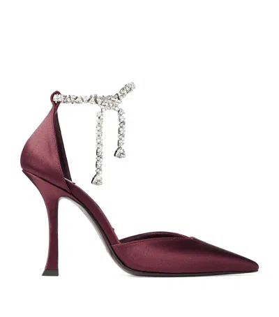 Jimmy Choo Stevie 100 Satin Pumps In Burgundy