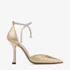 Jimmy Choo Stevie 100 Crystal-embellished Metallic Pumps In Silver