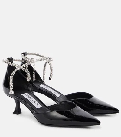 JIMMY CHOO STEVIE 30 EMBELLISHED PATENT LEATHER PUMPS