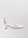 Jimmy Choo Metallic Crinkled Leather Pointed Toe Pumps With Crystal Ankle Strap