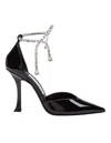Jimmy Choo Stevie 100 Crystal-embellished Pumps In Patent Leather In Black