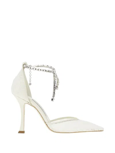 Jimmy Choo Stevie 100 Pointed High Heels In White