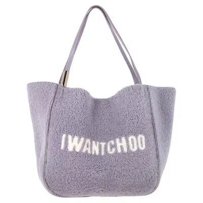 Jimmy Choo Stevie Shearling Tote Bag In Purple Wool