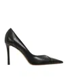 Jimmy Choo Cass 95 Off-white Leather Pumps In Black
