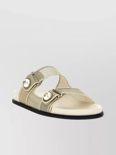 Jimmy Choo Strap Sandals Flat Sole Open Toe In Gold