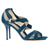 Jimmy Choo Strappy High Heel Sandal Heels In Blue Suede In Blue