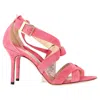 Jimmy Choo Strappy High Heel Sandal Heels In Pink Suede In Pink