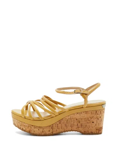 Pre-owned Jimmy Choo Strappy Leather Platform Sandals In Neutral