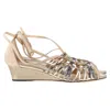 Jimmy Choo Strappy Mini Wedge Sandals In Nude Suede