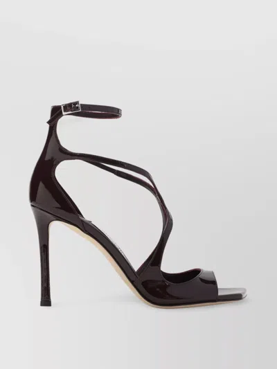Jimmy Choo Strappy Patent Leather Sandals With 95mm Heels In Black