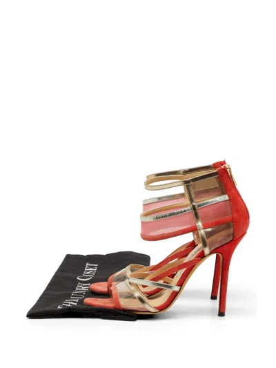 Pre-owned Jimmy Choo Strappy Suede Sandals In Orange