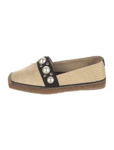 Pre-owned Jimmy Choo Straw Colorblock Pattern Espadrilles In Neutral