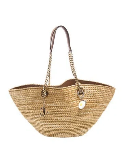 Pre-owned Jimmy Choo Straw Shoulder Bag In Neutral