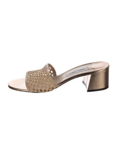 Pre-owned Jimmy Choo Straw Slides In Neutral