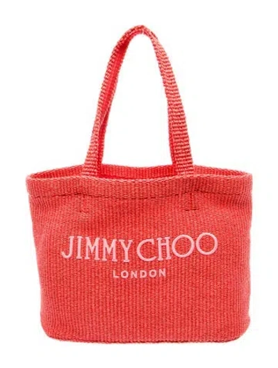 Pre-owned Jimmy Choo Straw Tote In Red