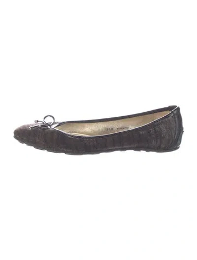 Pre-owned Jimmy Choo Striped Bow Accents Ballet Flats
