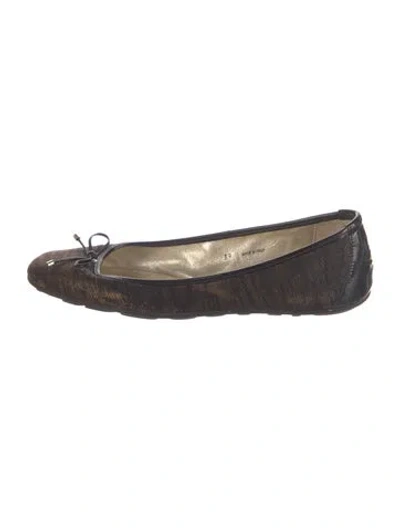 Pre-owned Jimmy Choo Striped Bow Accents Ballet Flats In Multi