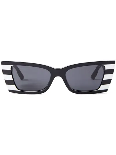 Jimmy Choo Striped Cat-eye Sunglasses In 黑色