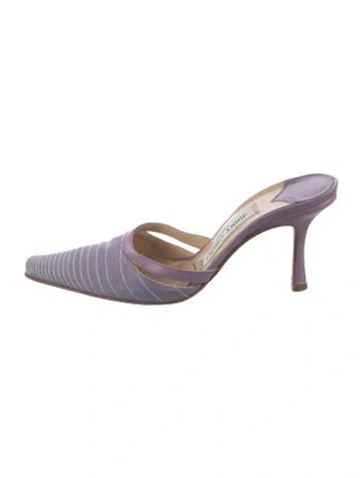 Pre-owned Jimmy Choo Striped Cutout Accent Mules In Purple