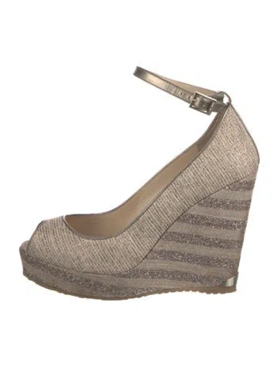 Pre-owned Jimmy Choo Striped Glitter Accents Pumps In Neutral