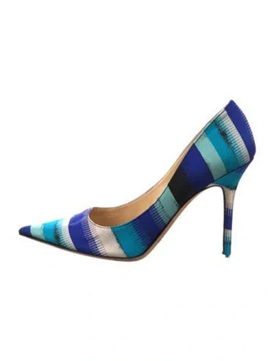 Pre-owned Jimmy Choo Striped Pumps In Blue