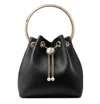Jimmy Choo Bon Bon Leather Bucket Chain Shoulder Bag In Black