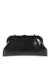Jimmy Choo Structured Black Snakeskin-effect Clutch Bag In Black