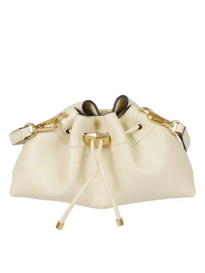 Jimmy Choo Structured Leather Drawstring Bag In Neutral