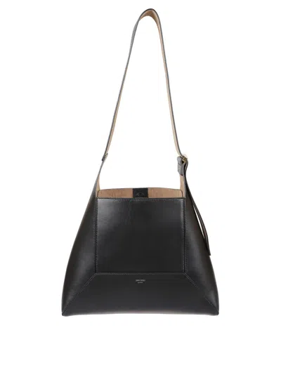 Jimmy Choo Structured Leather Shoulder Bag In Black