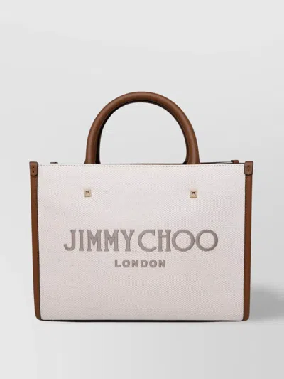 Jimmy Choo Structured Two-tone Top Handle Tote In White