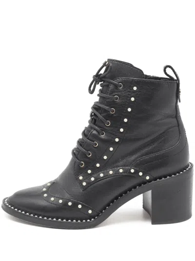 Pre-owned Jimmy Choo Stud-embellished Lace-up Ankle Boots