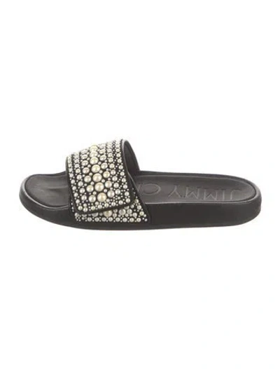 Pre-owned Jimmy Choo Studded Accents Slides In Black