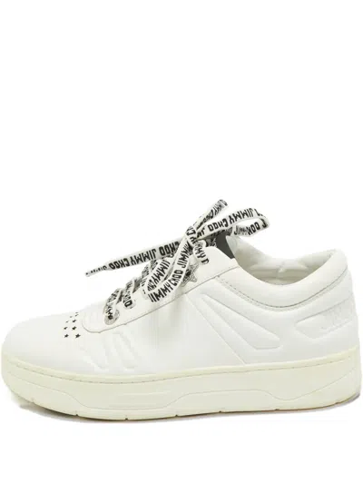 Pre-owned Jimmy Choo Studded Leather Sneakers In White