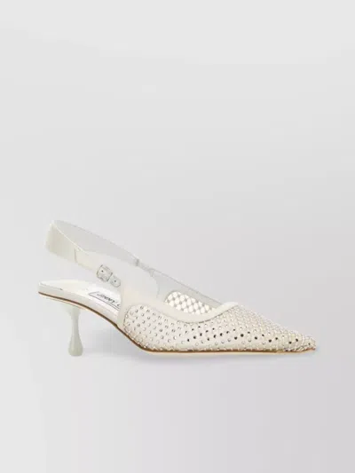 Jimmy Choo Scarpe Con Tacco Amel 50 In Rete Decorata Donna In White