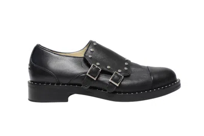 Jimmy Choo Studded Monk Strap Shoes In Black Leather
