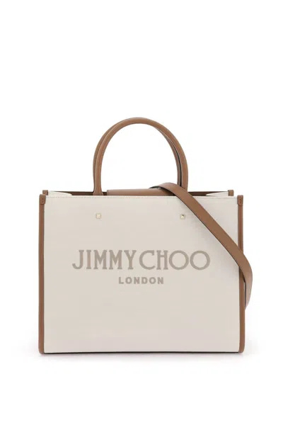 Jimmy Choo Studded Recycled Canvas Tote Handbag With Leather Trim And Embroidered Logo In Multicolor