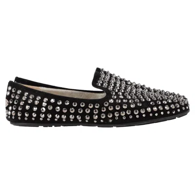 Jimmy Choo Studded Smoking Slippers In Black Suede