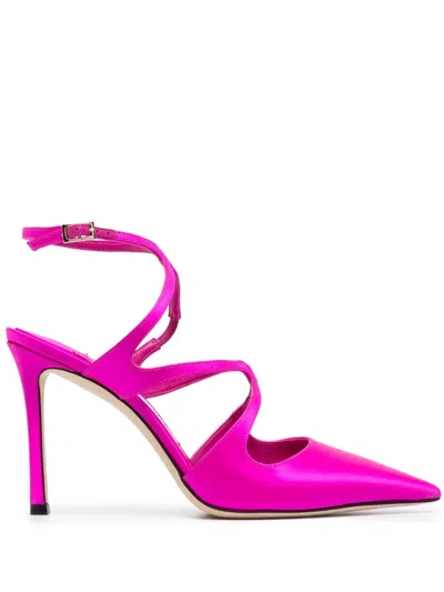 Jimmy Choo Stunning Fuchsia 95mm Satin Pumps For Women | Fw23 Collection