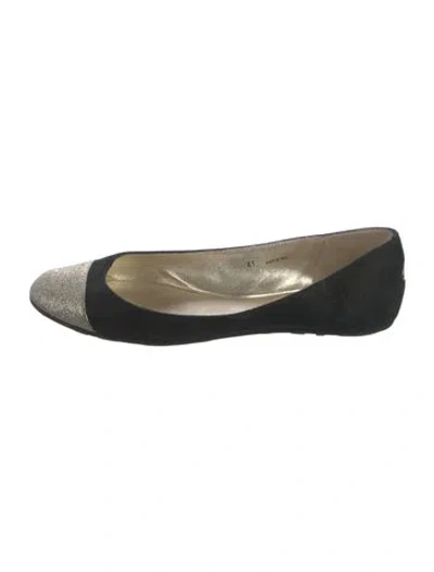 Pre-owned Jimmy Choo Suede Animal Print Ballet Flats In Black