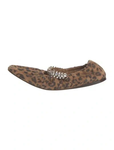 Pre-owned Jimmy Choo Suede Animal Print Ballet Flats In Neutrals