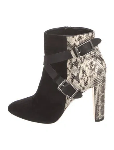Pre-owned Jimmy Choo Suede Animal Print Boots In Black