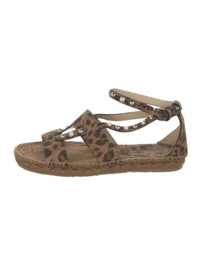 Pre-owned Jimmy Choo Suede Animal Print Espadrilles In Brown