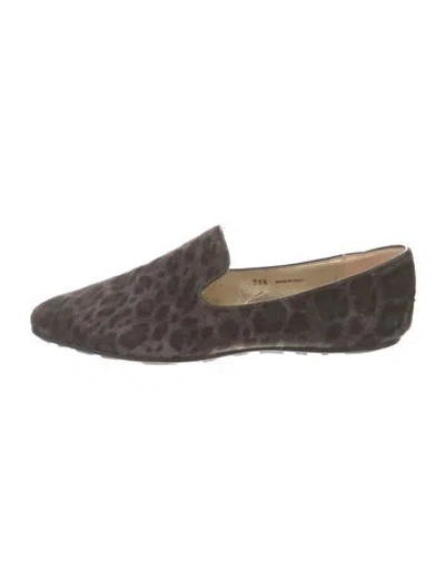 Pre-owned Jimmy Choo Suede Animal Print Loafers In Brown