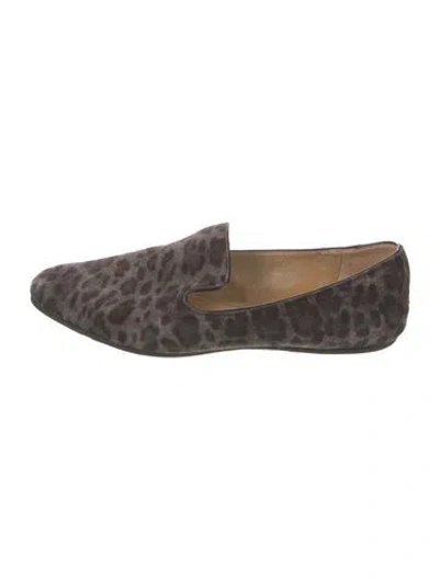 Pre-owned Jimmy Choo Suede Animal Print Loafers In Gray